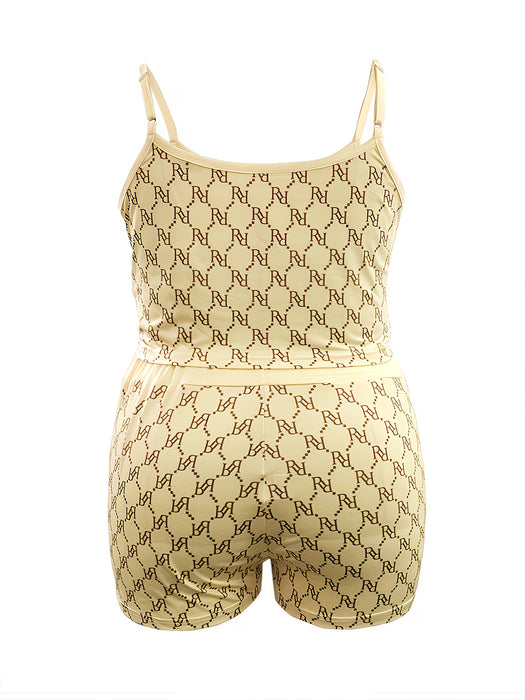 Conjunto de pijama de dos piezas con tirantes y estampado "Lover Bear"