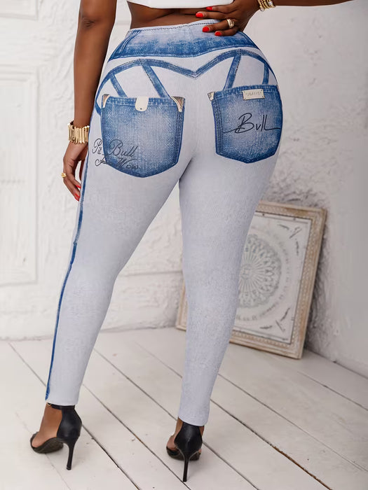 Leggings Elegantes y Elásticos para Mujer  con Estampado Falso de Terciopelo