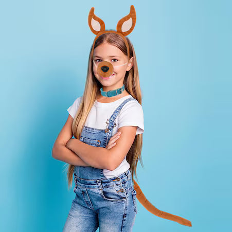 Set De Orejas Y Cola De Perro Hodrme De Peluche Marrón Para Niños