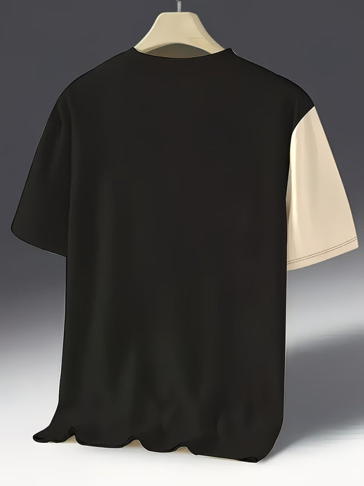 Camiseta de verano cómoda para hombre de manga corta con bloques de color
