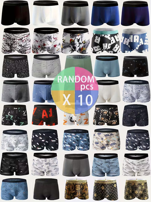Set de 10 Calzoncillos de Hombre Elásticos con Corte Plano y Estampados Variados