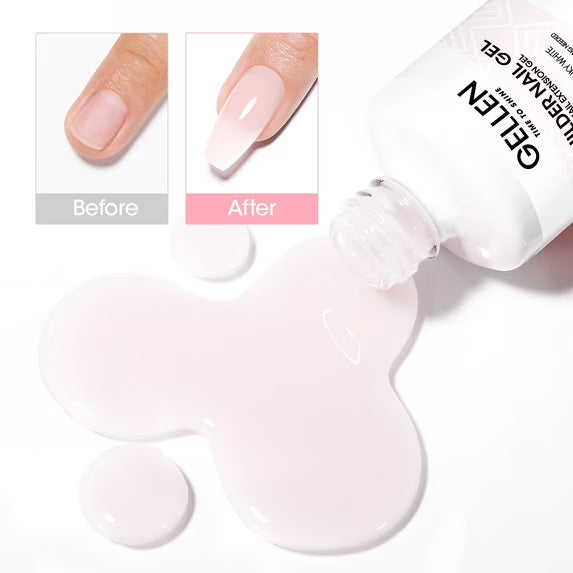 Gel constructor de uñas Gellen, 9 en 1, gel milky white
