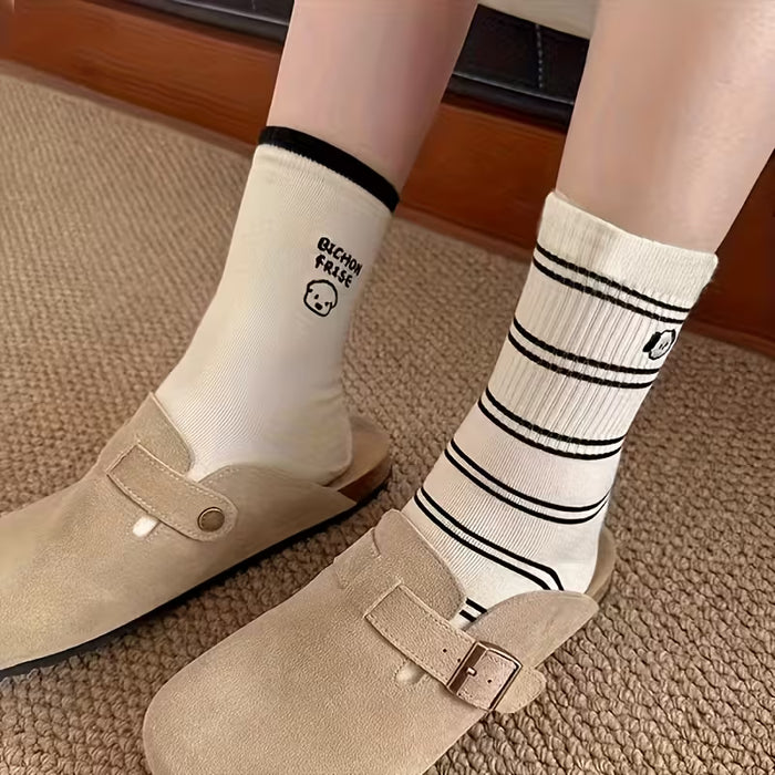 5 pares de calcetines de media caña para mujer con diseño de perro de dibujos animados