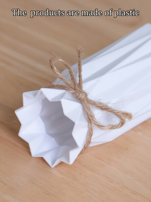 Jarrón Origami de Plástico Blanco Estilo Campestre