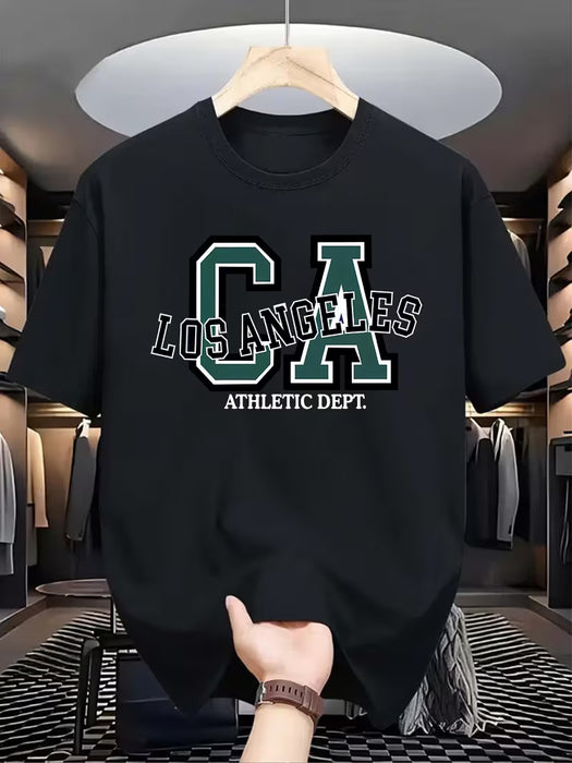 Camiseta de manga corta con cuello redondo casual con estampado de letras 'CA'
