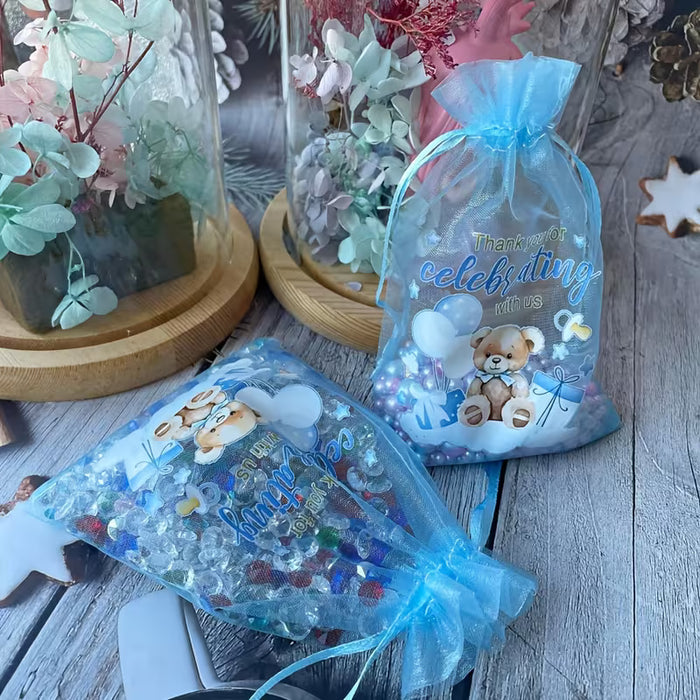 12 bolsas de regalo para baby shower, de gasa transparentes