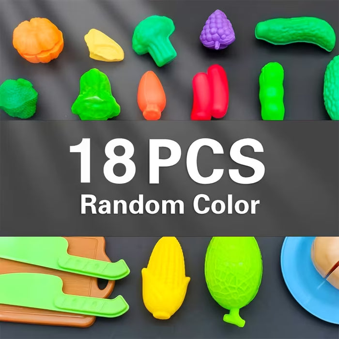 Juego de cocina infantil comida/fruta/verdura de imitación de 18 piezas