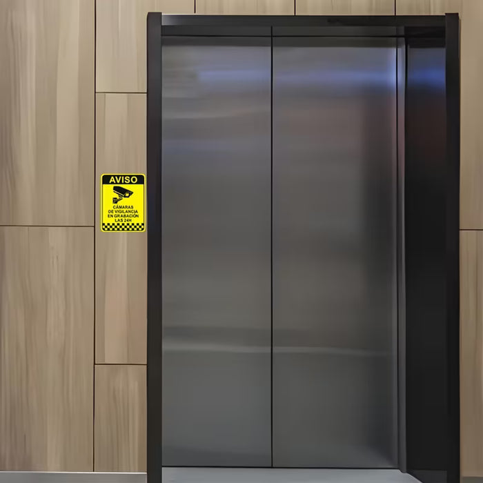 2pcs Pegatinas de Advertencia de Vigilancia en Español - Etiquetas de PVC Impermeables
