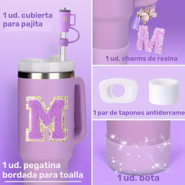 6 piezas de accesorios para vasos para vasos de 30 OZ y 40 OZ con asa,con letra M