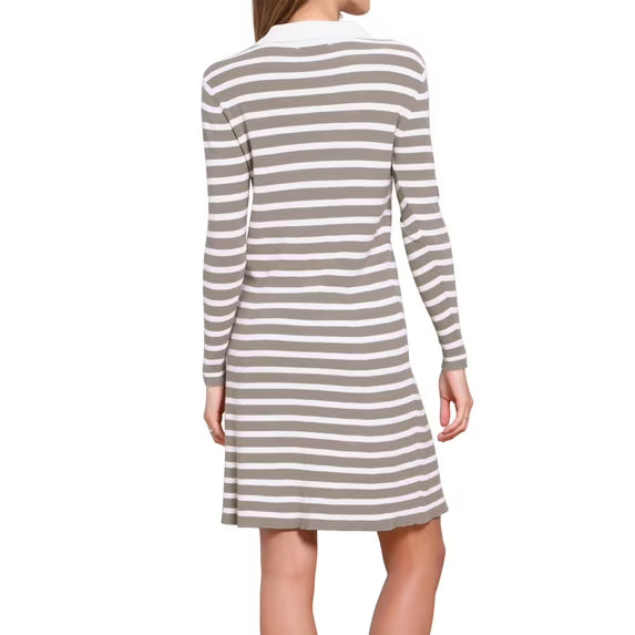 Vestido suéter para mujer, estilo casual, manga larga, rayas, cuello en V