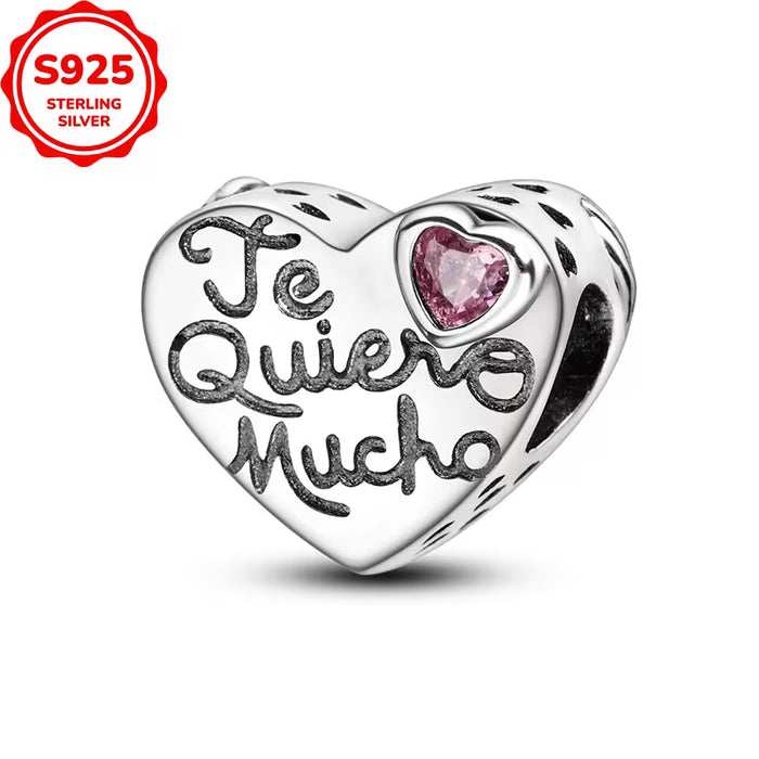Colgante de 1 pieza con dije de cuenta de corazón guardián de plata de ley