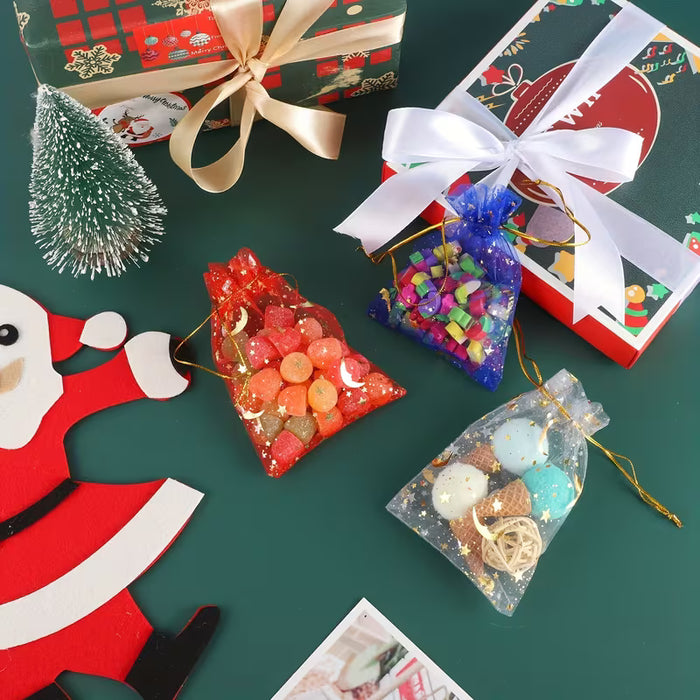 10pcs mini bolsas de Malla Transparentes de Regalo Pequeñas con Cordones