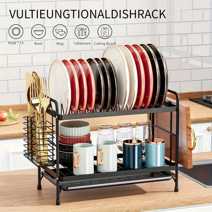 1pc Escurridor de Platos de 2 Niveles para Utensilios de Cocina