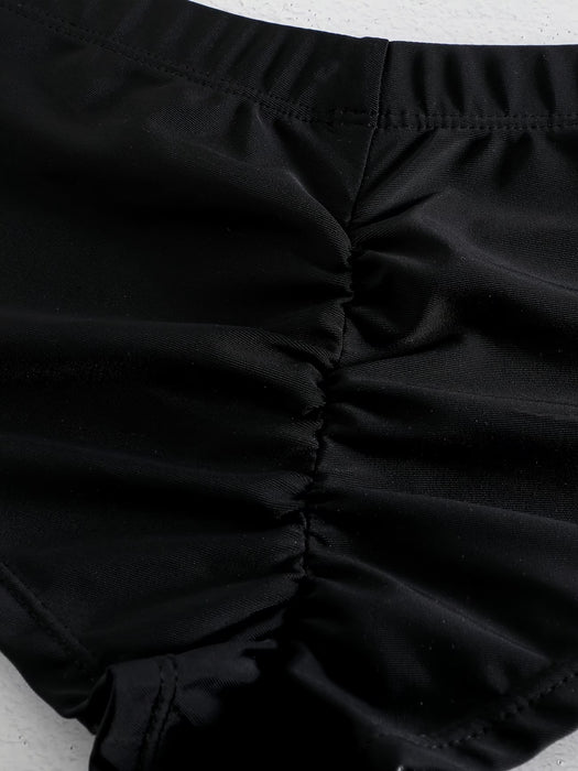 Shorts de Bikini Negros de Cintura Alta para Mujer, Diseño Levanta Glúteos y Ajuste Curvilíneo
