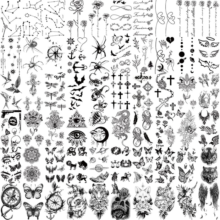 77 hojas de tatuajes temporales para hombres y mujeres, tatuajes falsos de medio brazo - Quierox - Tienda Online