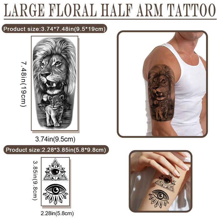 77 hojas de tatuajes temporales para hombres y mujeres, tatuajes falsos de medio brazo - Quierox - Tienda Online