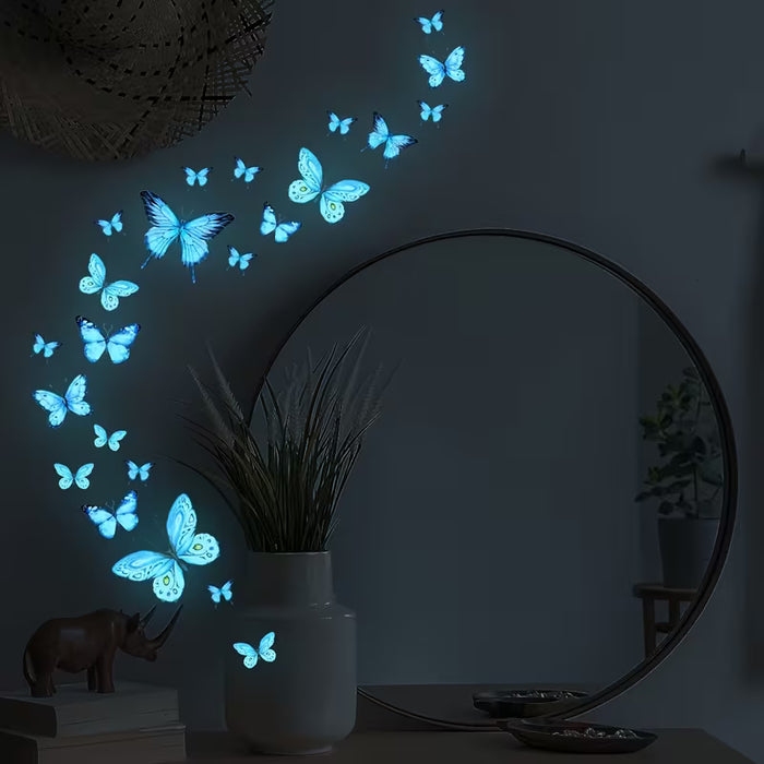 25 piezas de pegatinas luminosos para pared con forma mariposa, decoración adhesiva