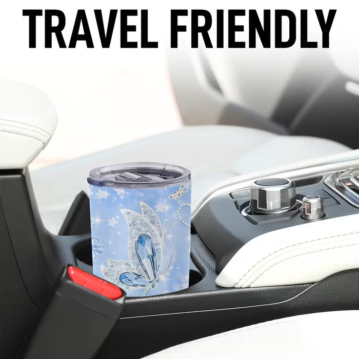 Vaso Térmico de Viaje Aislada con Paredes Dobles de 20Oz con Diseño de Mariposa