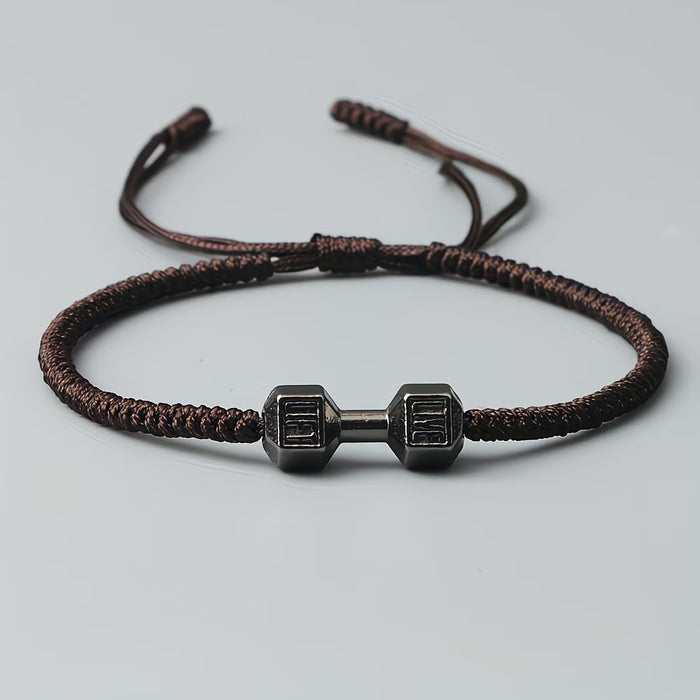 Pulsera de mancuernas de moda para hombre hecha a mano con cuerda trenzada