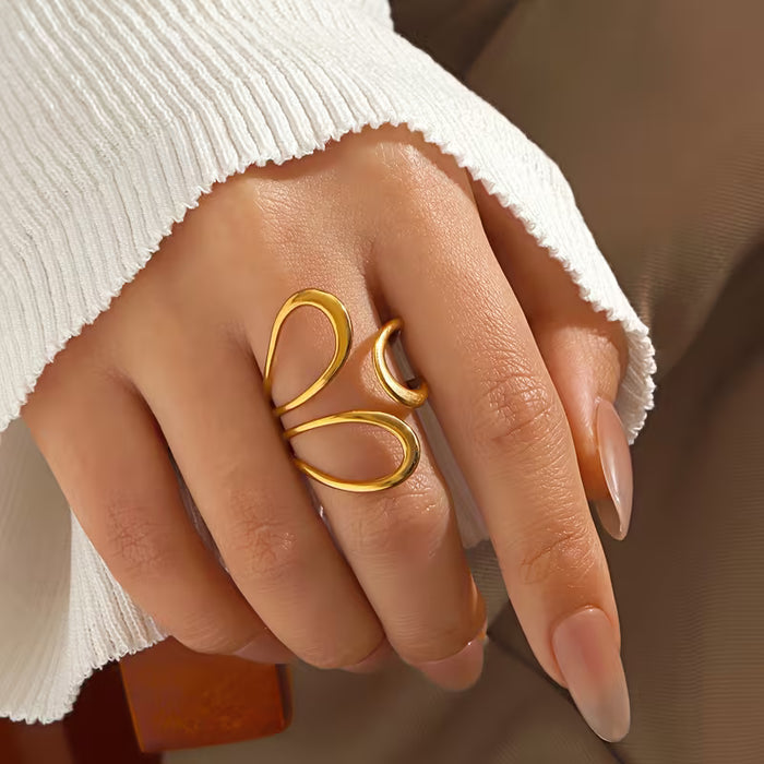 Anillo abierto de diseño minimalista en línea, elegante y lujoso
