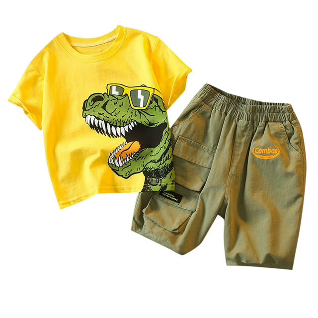 Conjunto ropa para bebé, camiseta estampada de dinosaurio + pantalones cortos