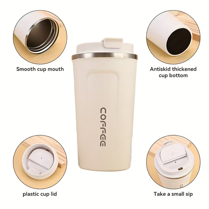 1 taza de viaje para café con aislamiento al vacío, de doble pared a prueba de fugas