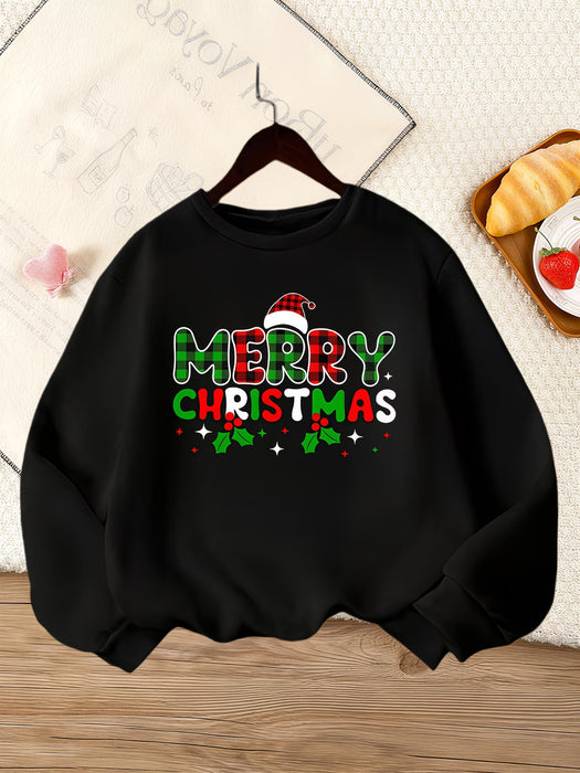 Sudadera Cálida de Cuello Redondo para Niñas de navidad