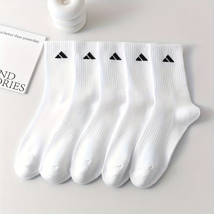 5 pares de calcetines de media caña para hombre, deportivos, color sólido