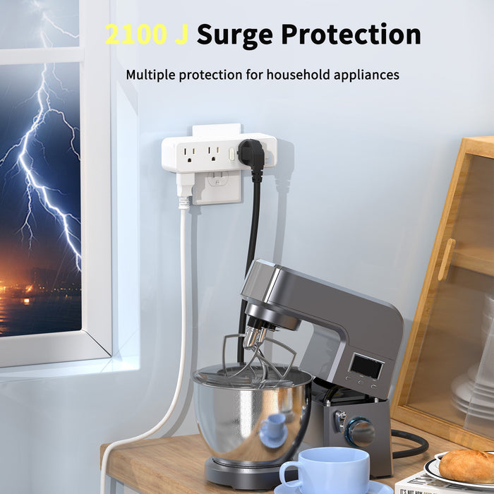 Extensor de enchufes de pared con 9 tomas con enchufe giratorio de 360°