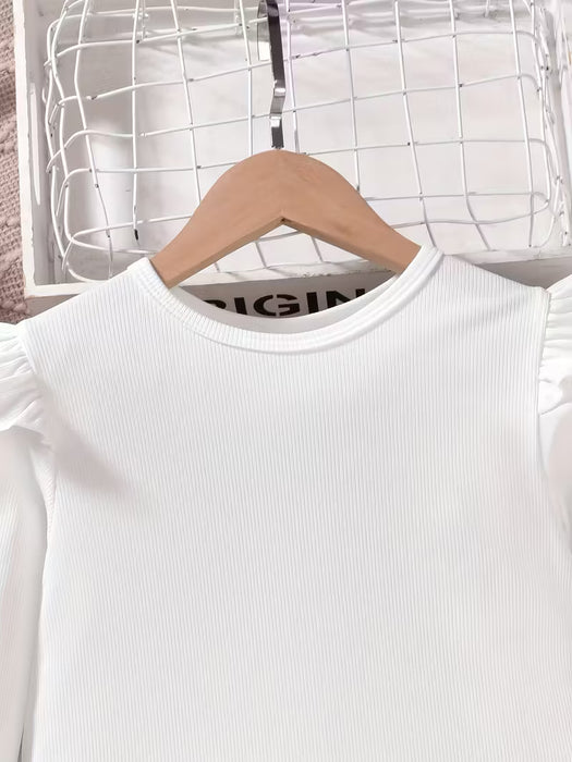 Conjunto de 2pcs para niñas, top de manga larga con tirantes ajustables