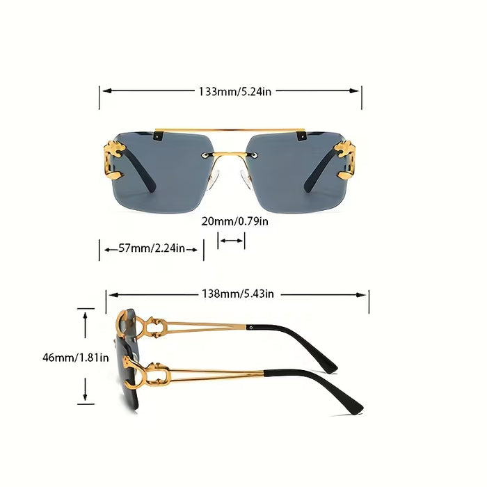 5-Pack de gafas vintage sin montura para hombre, montura de cobre con estampado de leopardo