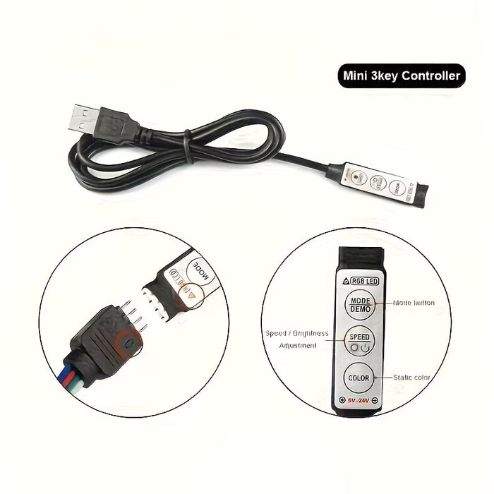 Tira de luz LED RGB USB Multi-Control, Sincronización de color dinámica de 5m