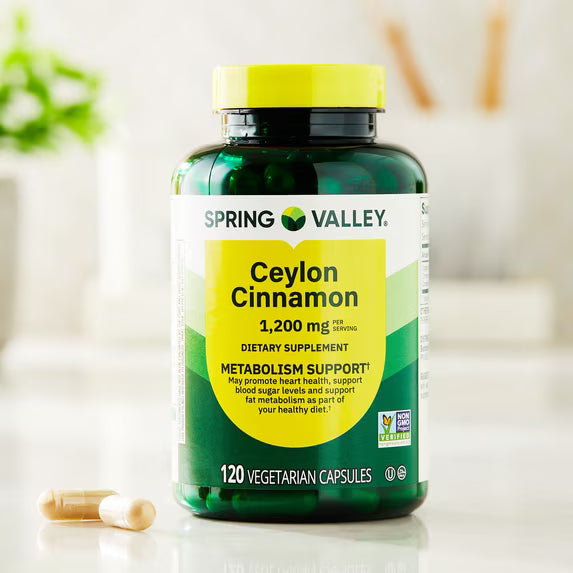 Spring Valley Cápsulas vegetarianas de canela de Ceilán 1200 mg, 120 unidades.