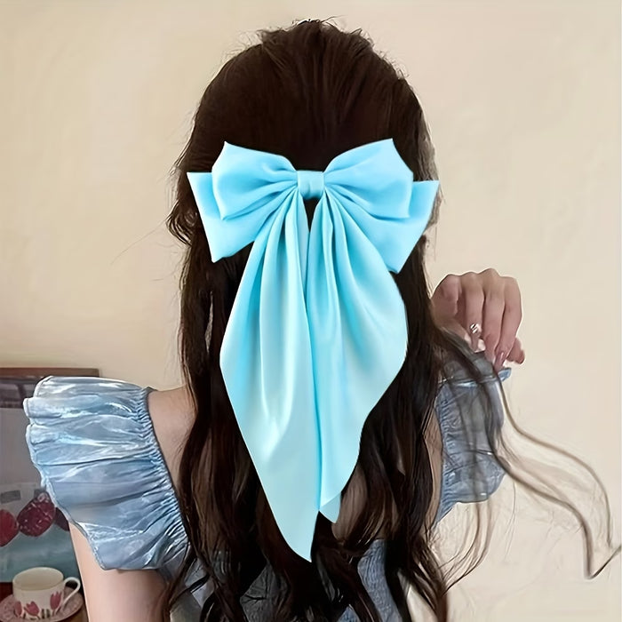 15 Lazos para el Cabello de Poliéster de Colores Aleatorios con Colas Largas