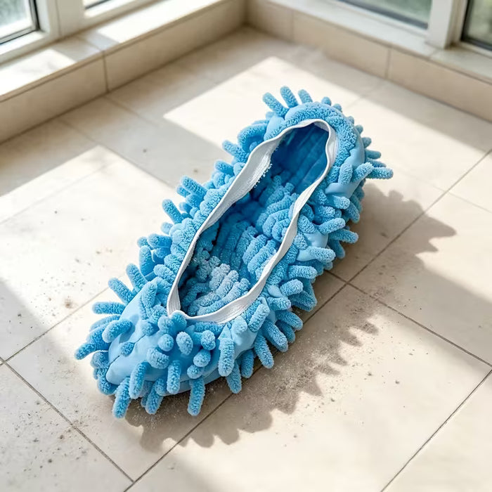 Un par de pantuflas de chenilla para fregar, pantuflas perezosas para limpiar y fregar el piso