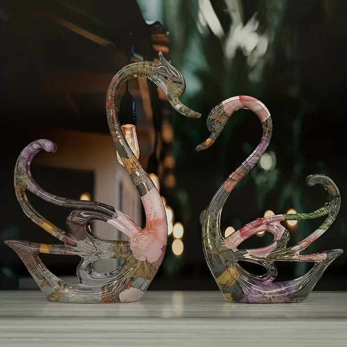 Moldes de silicona de cisnes en pareja, 2 piezas de moldes 3D realistas con forma de cisnes para resina