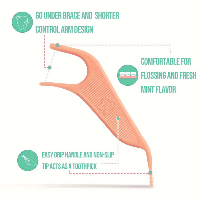 Hilo dental Dr. Emma para brackets, 60 unidades, sabor a menta, sin alcohol