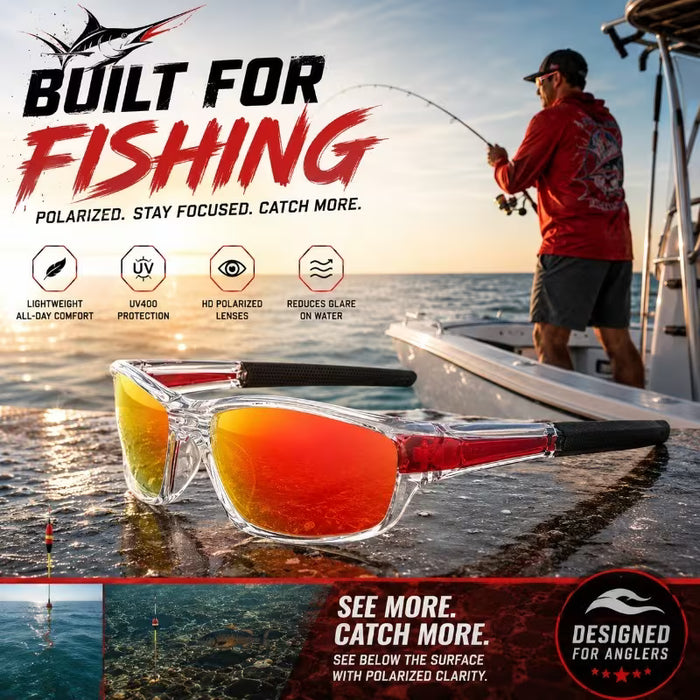 Gafas polarizadas, gafas de visión nocturna con lentes rojos para hombre