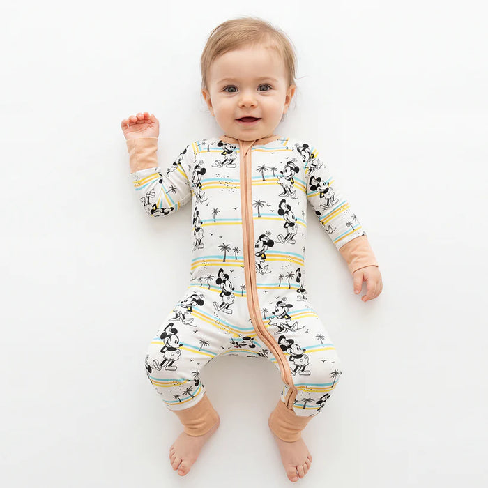 Pijama con cremallera de bambú con estampado de palmera y ratón de dibujos animados