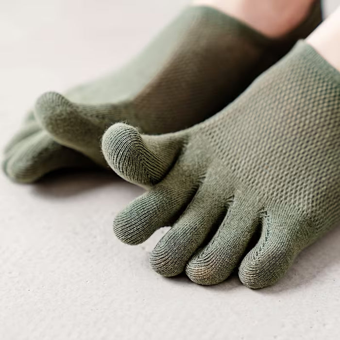 2pcs Calcetines cortos de malla fina transpirable para verano, de cinco dedos