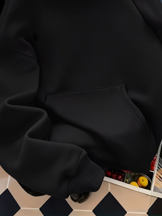 Sudadera casual para mujer con estampado de corazón y bolsillos