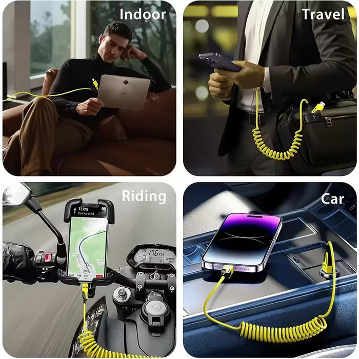 Cable de datos de alta velocidad 4 en 1 con luz de respiración de 65W, ideal para viajes