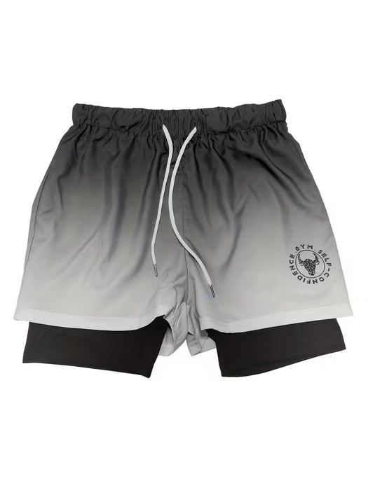 Shorts Deportivos Casuales para Hombre Con Patrón De Impresión De Toro Y Letras GYM