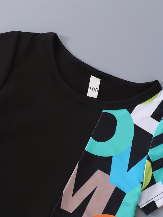 Conjunto de verano casual y elegante para niños con estampado geométrico colorido