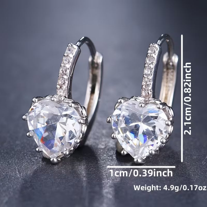 Pendientes modernos con forma de corazón, zirconio sintético