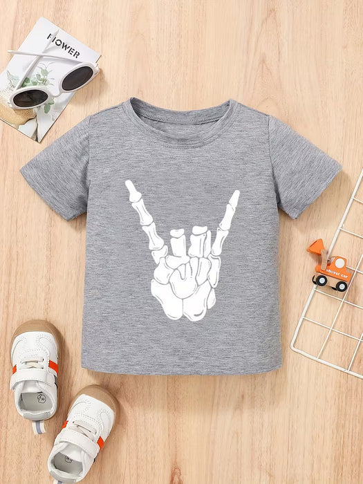Camiseta de verano de manga corta para bebés niño con estampado de 'Esqueleto