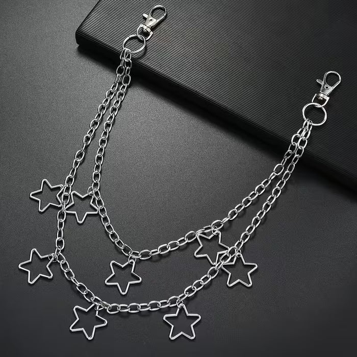 Correa de Cintura Doble Capa Metálica Estilo Punk con Colgante de Estrella