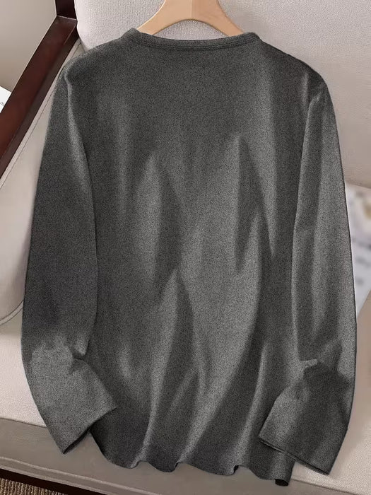 Camiseta de manga larga y cuello redondo con estampados y diseños navideños