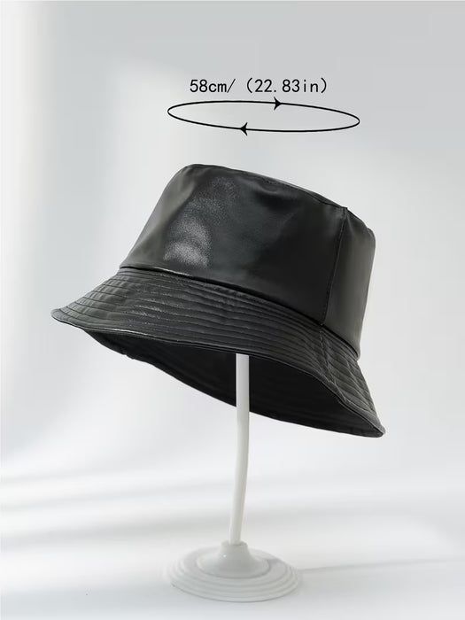 Sombrero de pescador reversible de piel sintética para mujer - Protección solar