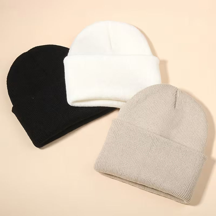 3 piezas Gorro de punto para niños pequeños con puño